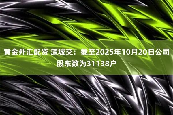 黄金外汇配资 深城交：截至2025年10月20日公司股东数为31138户
